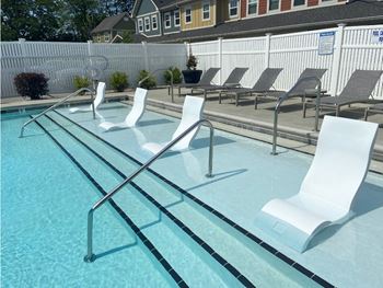 Relax on white pool shelf